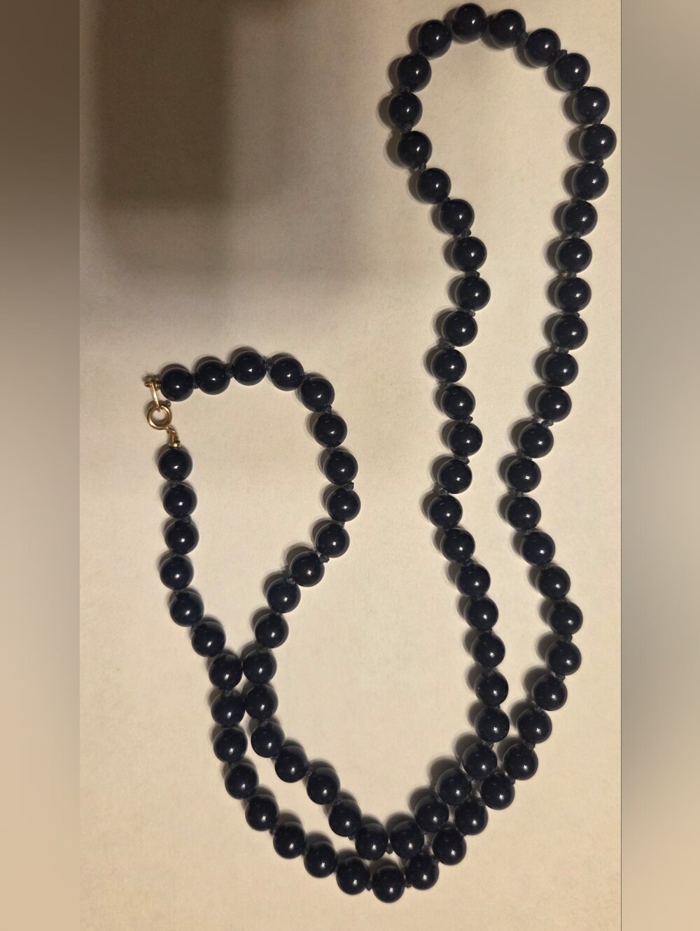 Vintage Trifari Navy Bead Necklace